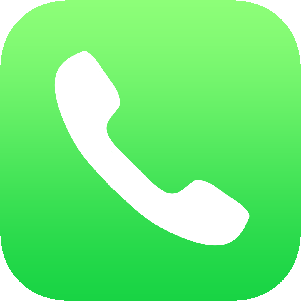 iPhone phone icon showing a white phone handset on a green gradient background.