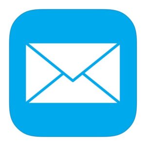 Image showing iOS Mail app icon Mail icon is a white envelope with a blue background.
