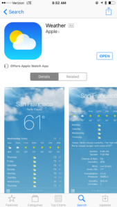 image showing the weather app in the iOS App Store