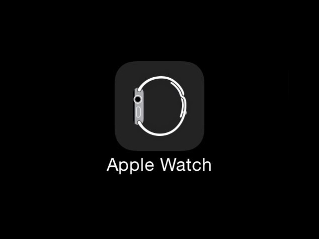 Image with dark background with Apple Watch app icon with label in the center.