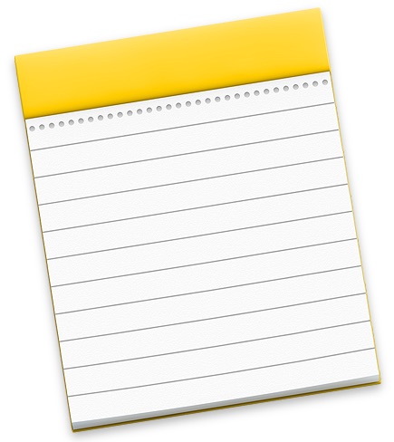 Picture of macOS Notes icon showing a note pad with lines