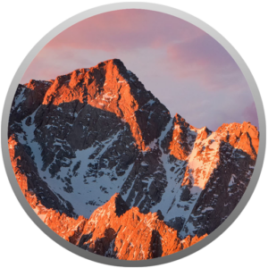 Image of the macOS Sierra App Store Icon, which is mountains and sky inside of a circle with a border.