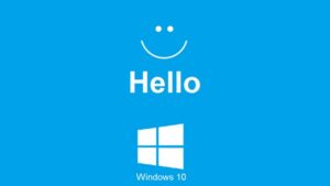 Windows Hello Logo with text of Windows Hello and Windows 10 logo