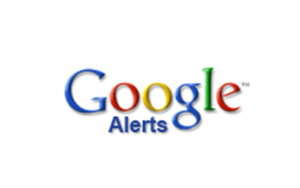 Google Logo with Alerts in blue under the word Google