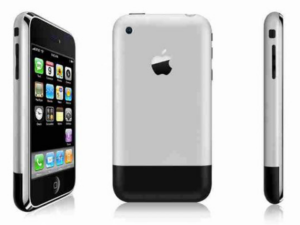 First iPhone from 3 angles front, back and side.