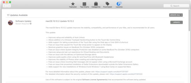 Mac OS App Store Software Updates