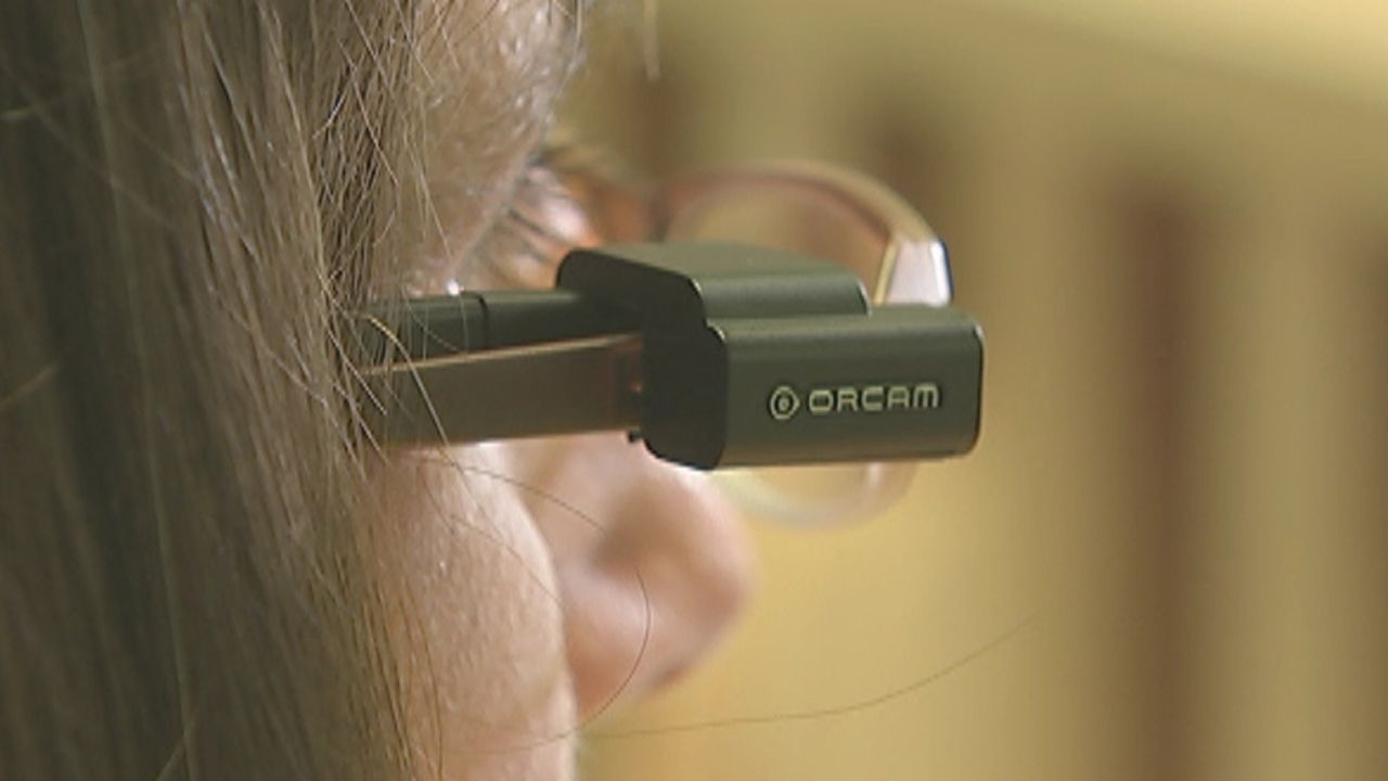 The OrCam camera on some glasses.