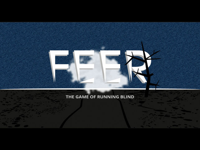 Startup screen for the game Feer with background and words in middle of screen.