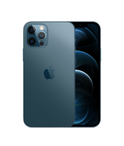 Front and back of new iPhone 12 Pro Pacific Blue