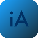 iAccessibility logo: Dark blue letters on a blue gradient ackground. The letters read, i A in Futora font