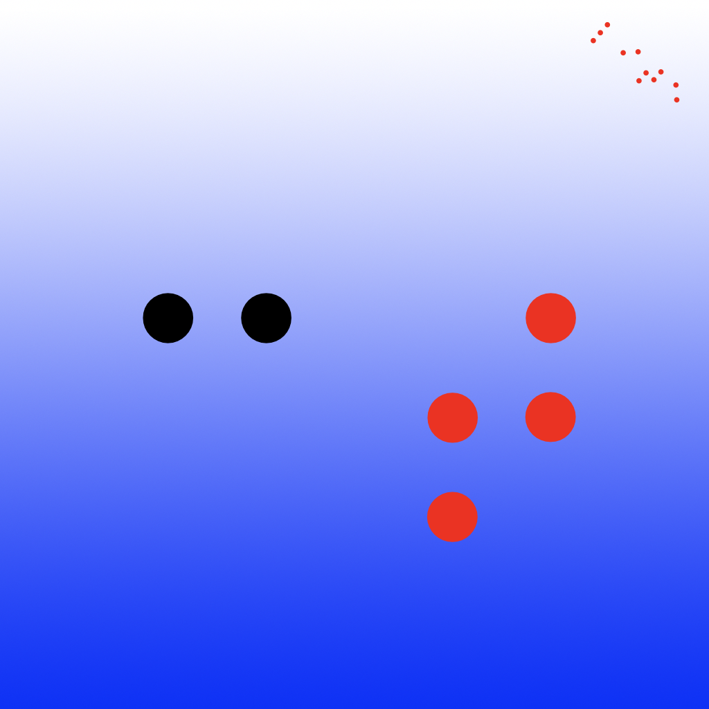 CT Braille Lite Braille letter c in red and braille leter b in black over a blue to white gradient.